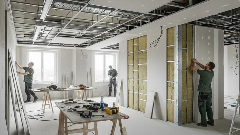 Instalación de pladur técnico y aislamiento en Barcelona